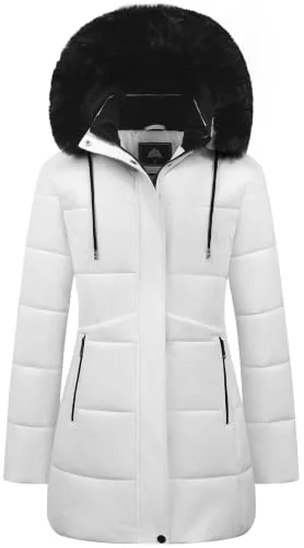 Long Faux Fur Puffer Coat, White