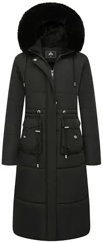Long Faux Fur Puffer Coat II, Black