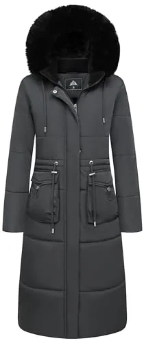 Long Faux Fur Puffer Coat II, Dark Grey
