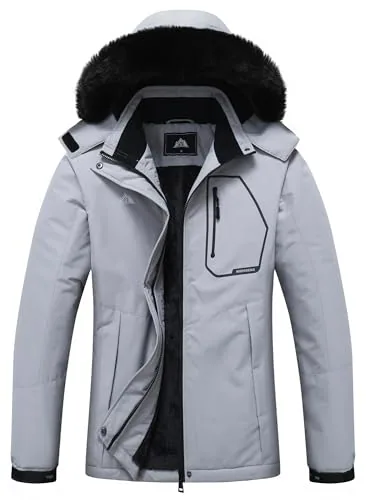 Hooded Ski Jacket V, Light Gray