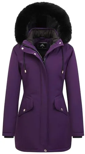Faux Fur Down Coat, Purple