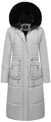 Long Faux Fur Puffer Coat II, Light Grey